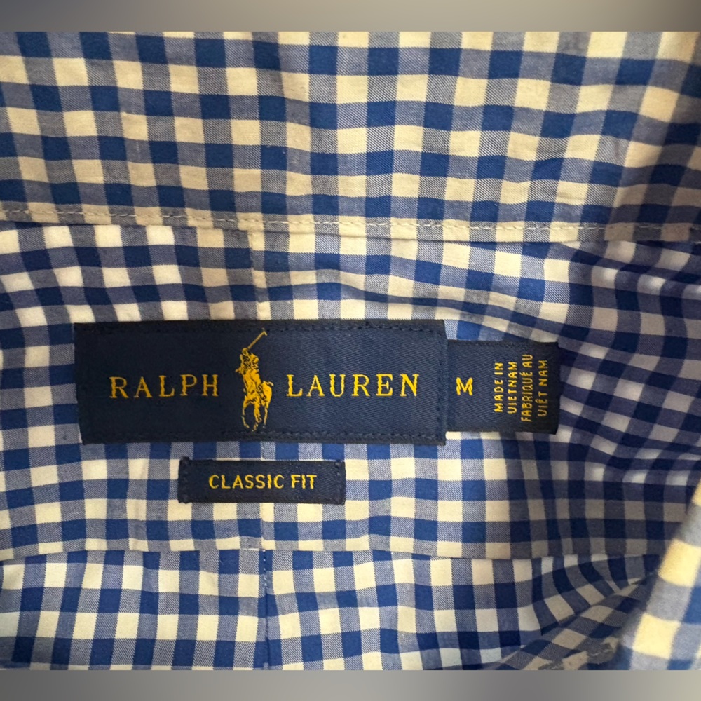 Ralph Lauren polo Classic Fit button down shirt, Blue White Plaid checked - Picture 4 of 4